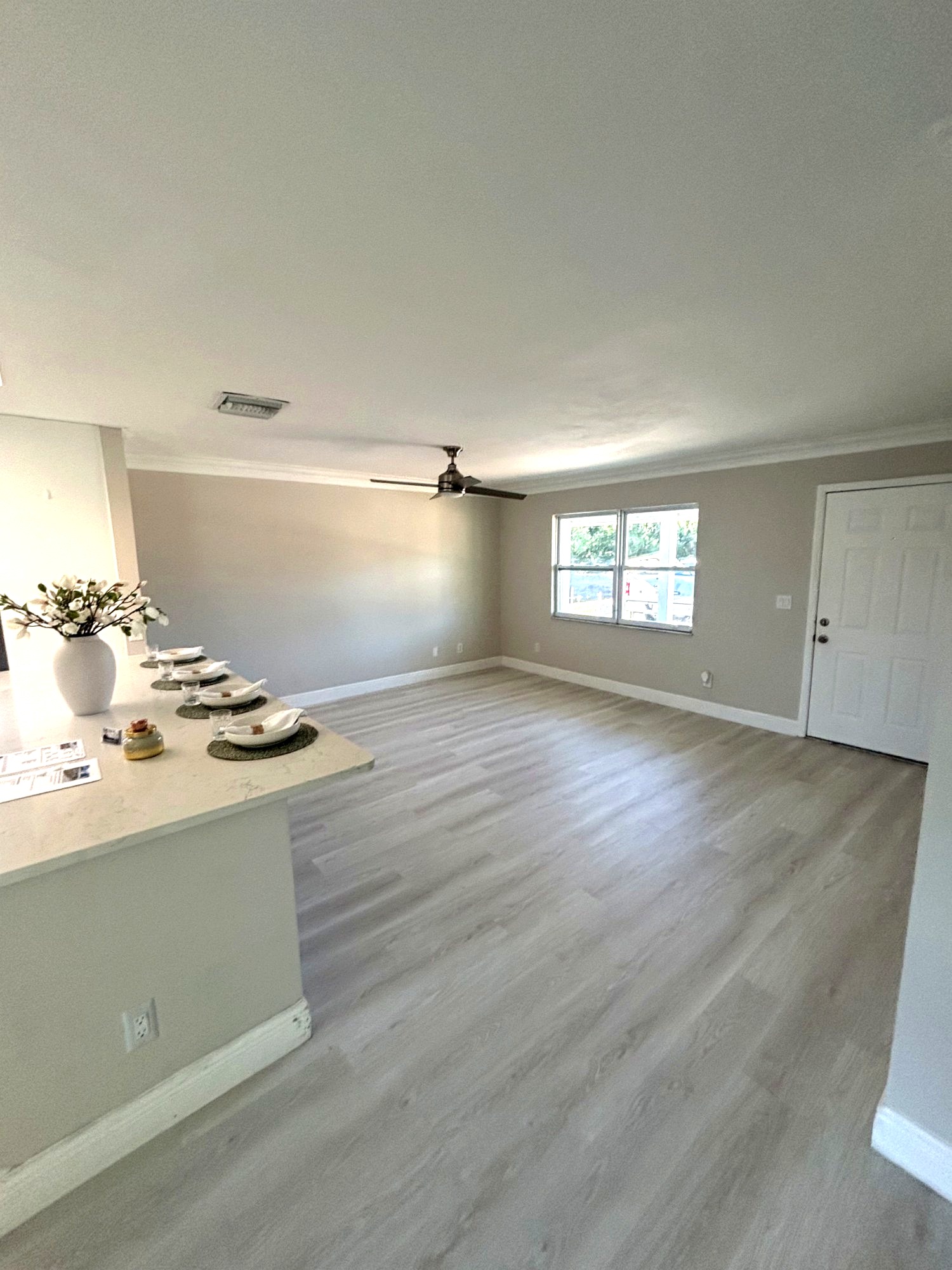 LVP flooring open plan living room Palm Beach County