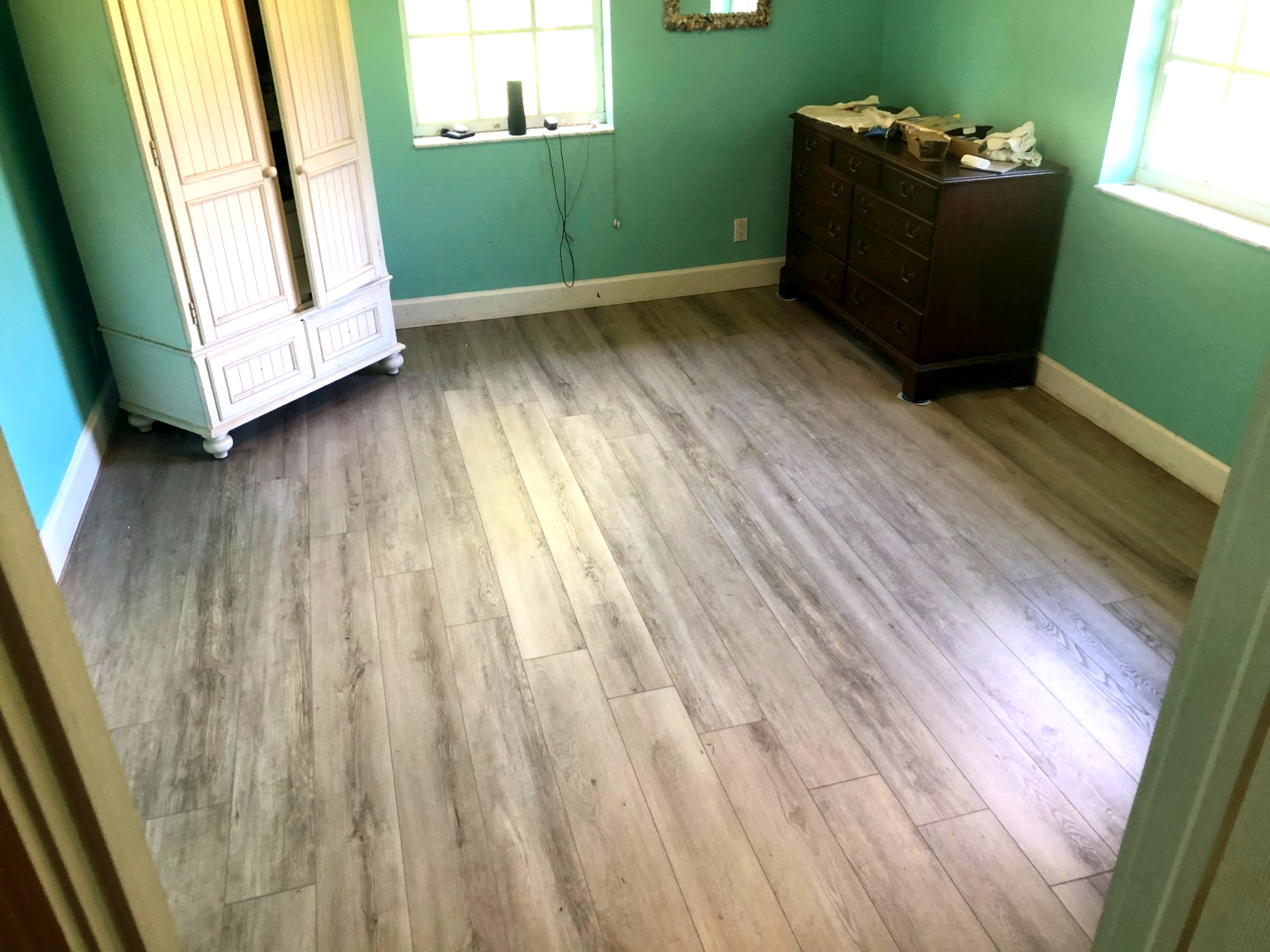 Bedroom LVP flooring installation
